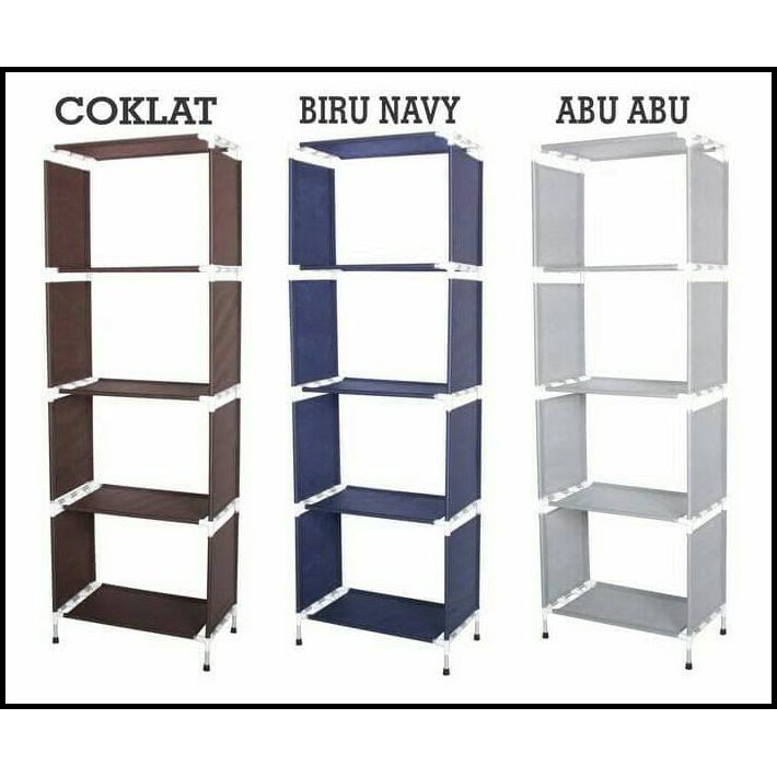 GRATIS ONGKIR RAK BUKU PORTABLE ALUMUNIUM 5 LAPIS 4 RUANG