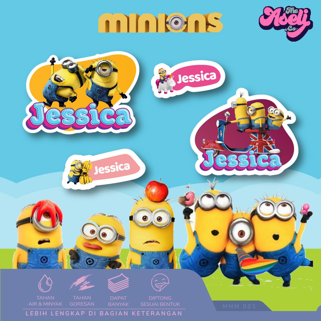 

Stiker label nama lucu Anti air tema Minion