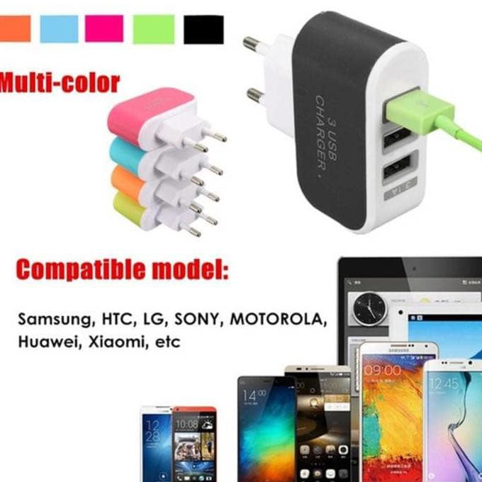 BATOK CHARGER 3 USB / ADAPTER 3USB / COLOKAN KEPALA CAS / SAMSUNG