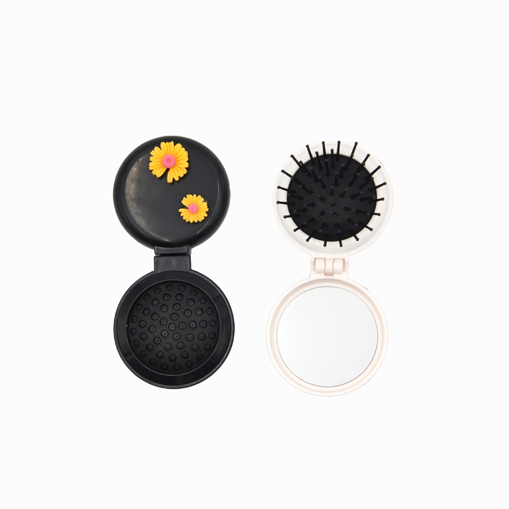 Sisir Cermin Bulat Lipat / Sisir Rambut Lipat Kaca Karakter Imut / Sisir Lipat Portable / Sisir 2IN1 / Comb 2In1 - GG0055-4
