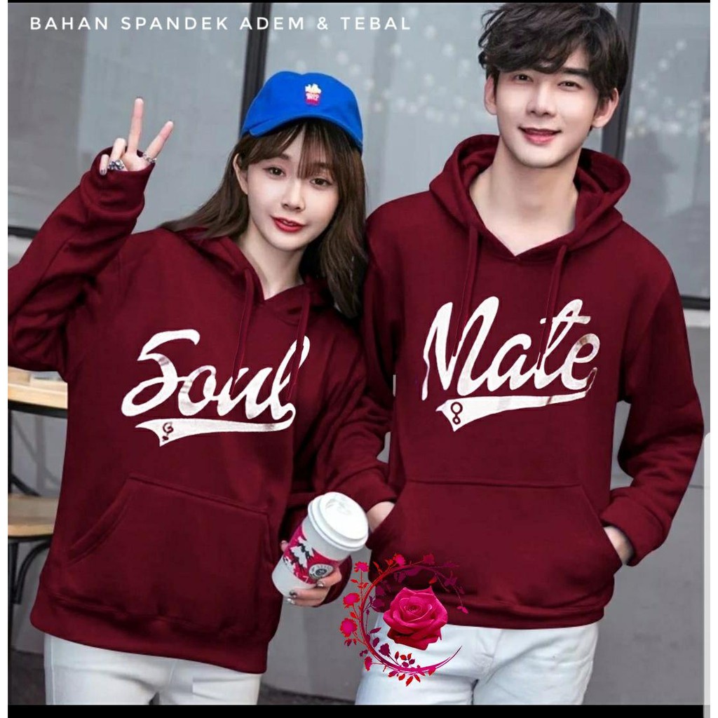 WSE390 - Sweater Couple Soulmate / Sweater Couple Pasangan/ Sweater Hoodie Couple /Sudah Satu Pasang Cowok Cewek / PREMIUM QUALITY