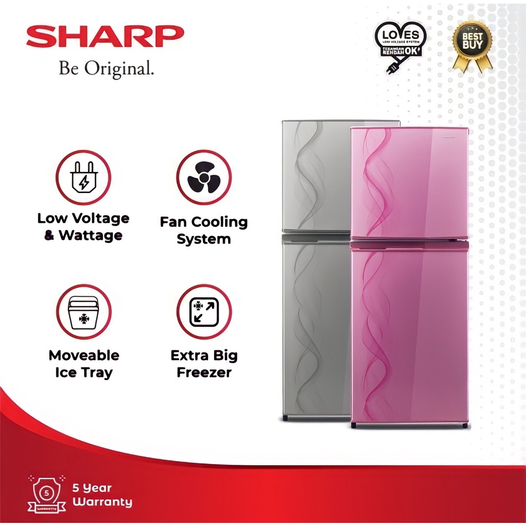 SHARP Kulkas 2 Pintu 187Liter SJ-237ND KIREI III PROMO GARANSI RESMI