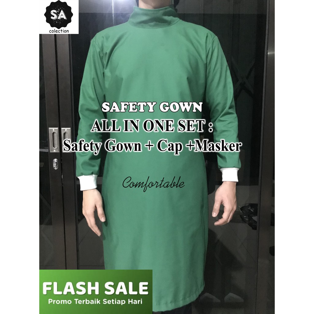 SET BAJU OPERASI / BAJU OK GOWN (Jubah + Masker + Topi) PREMIUM / APD GOWN