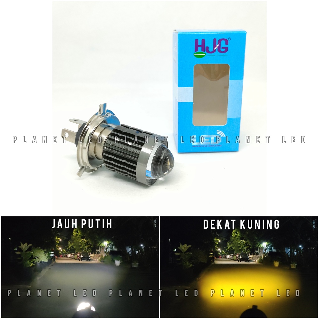 COD HJG Lampu Utama H4 Projector Super Terang LED Laser AC DC High Low Jauh Kuning Dekat Putih-KUNING-PUTIH HJG