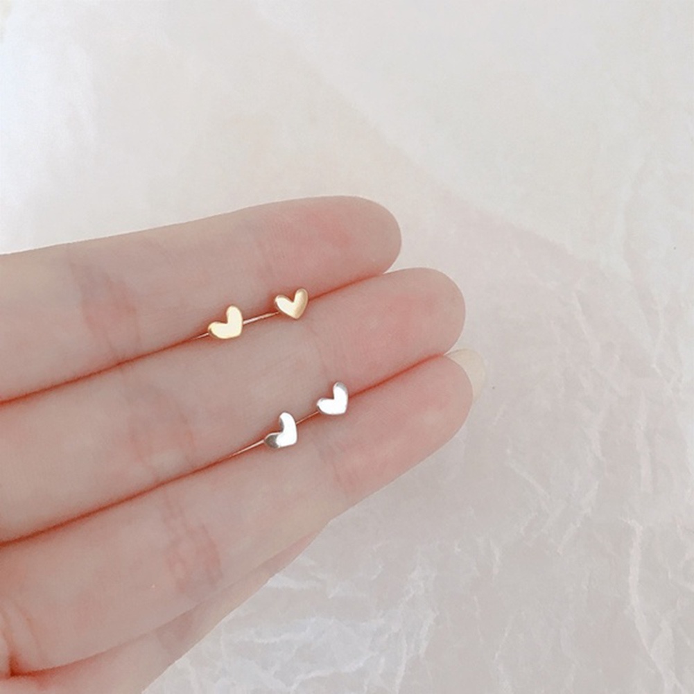 Hu Hu Hu Hu Hu Alat Bantu Pasang Kacamata♡ Anting Tusuk Bentuk Hati Mini Lapis Silver Untuk Wanita