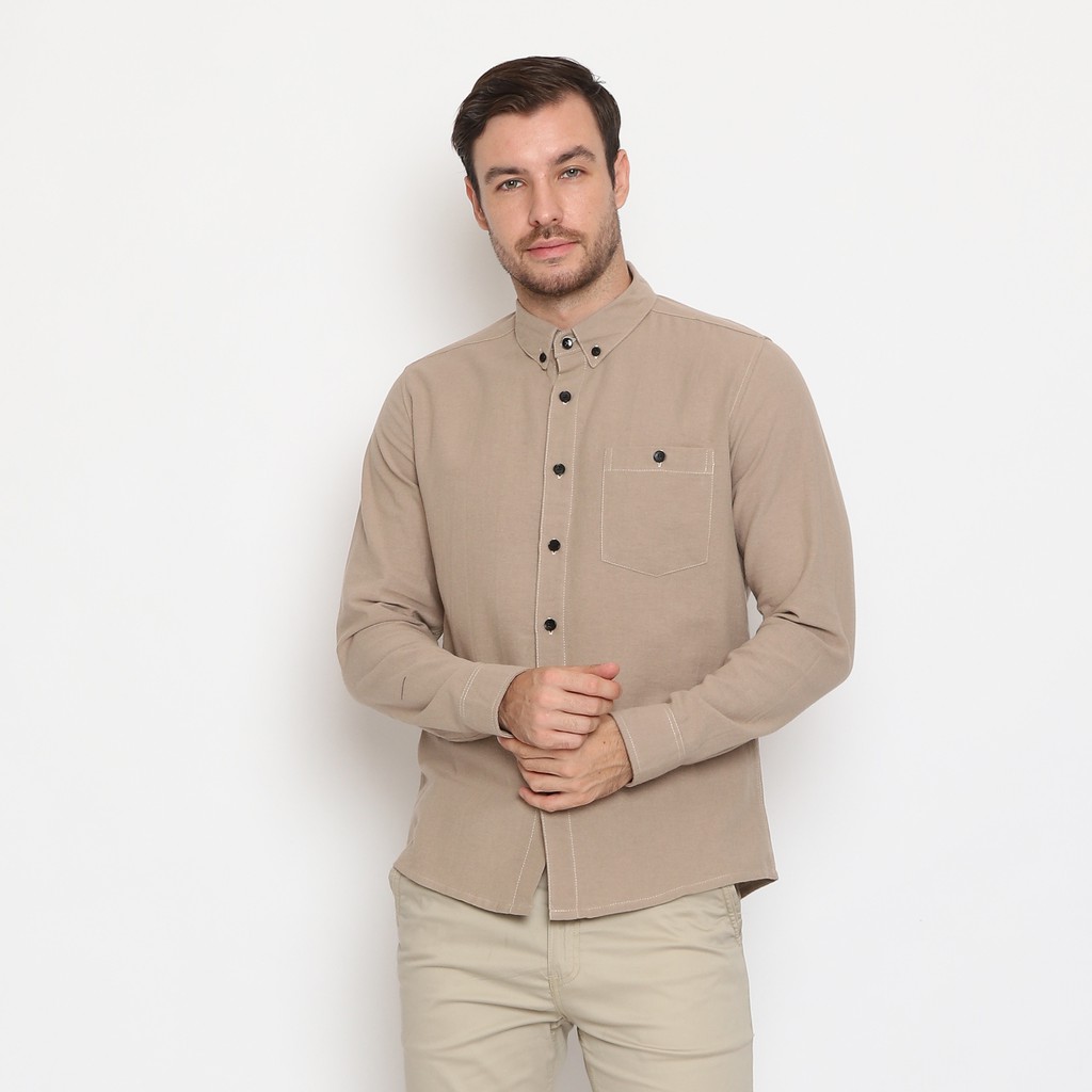 

17Seven Original Kemeja Polos Pria Lengan Panjang 0150-CREAMMUDA