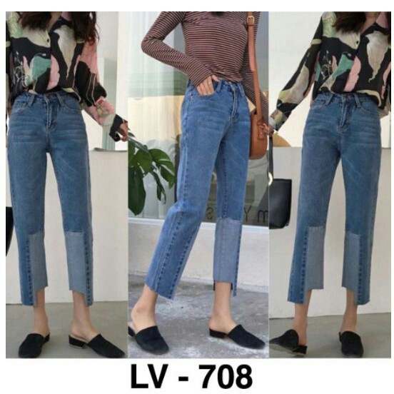 Celana Jeans Wanita 708 BOYFRIEND JEANS Wanita BF Tidak Ripped Sobek Hijab Cewek Kekinian Fashion Mu