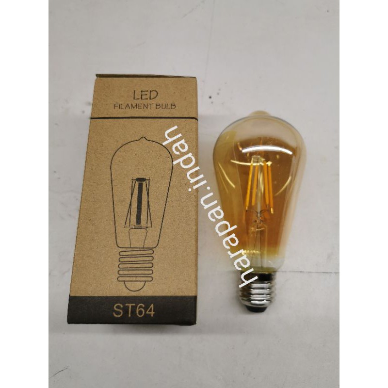 Bohlam Lampu LED kuning Filamen Cafe Edison ST64 4W