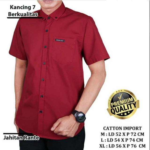 KEMEJA PENDEK PRIA ORIGINAL TOP MAN KASUAL FORMAL KERJA KANTOR POLOS PUTIH HITAM WHITE MERAH