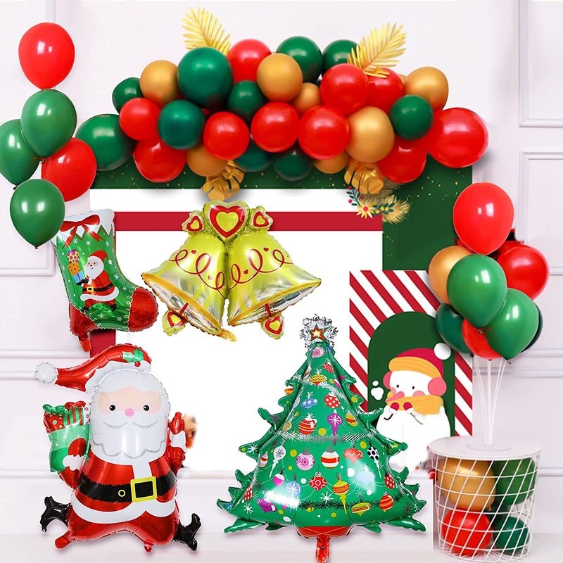 1pc Balon Lateks Aluminum Foil Desain Santa Claus / Pohon Natal / Snowman Untuk Dekorasi Pesta Tahun Baru