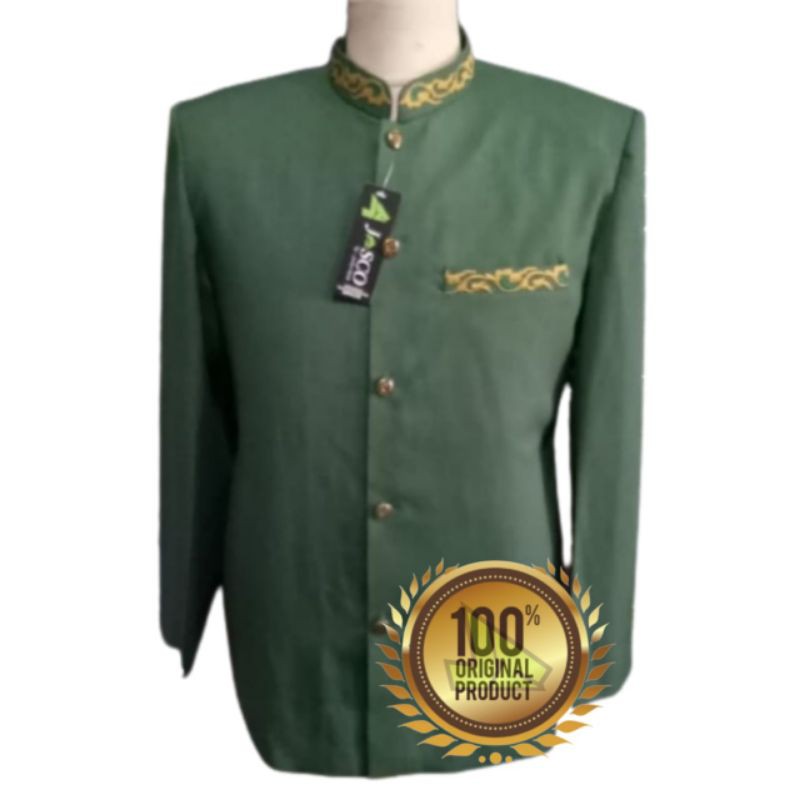 Jasko Tasik warna hijau nu by Jasco tasik busana muslim pria bordir KS (kerah saku) baju koko simple