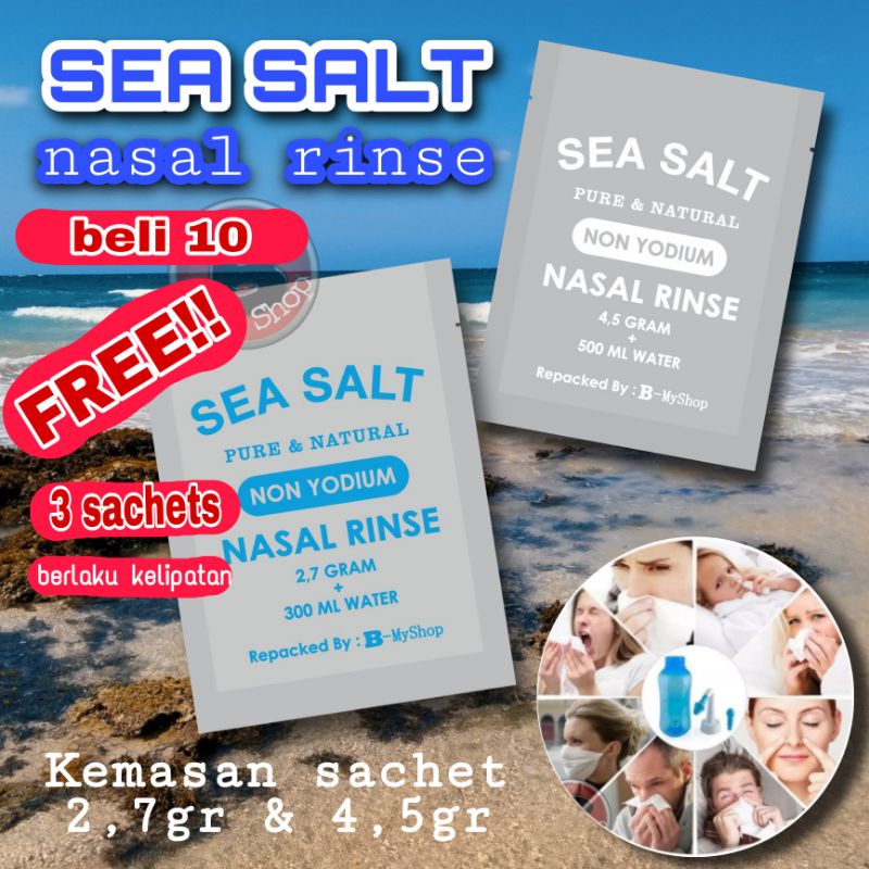 (GROSIR!) 2,7 GR - GARAM CUCI HIDUNG (beli 10+FREE 3) - NASAL RINSE - NATURAL SEA SALT NON YODIUM