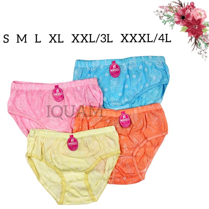 4 PCS CD Celana Dalam Wanita NOBEL Dewasa Remaja Big Size Jumbo S  M  L  XL  XXL 3L XXXL 4L Lembut