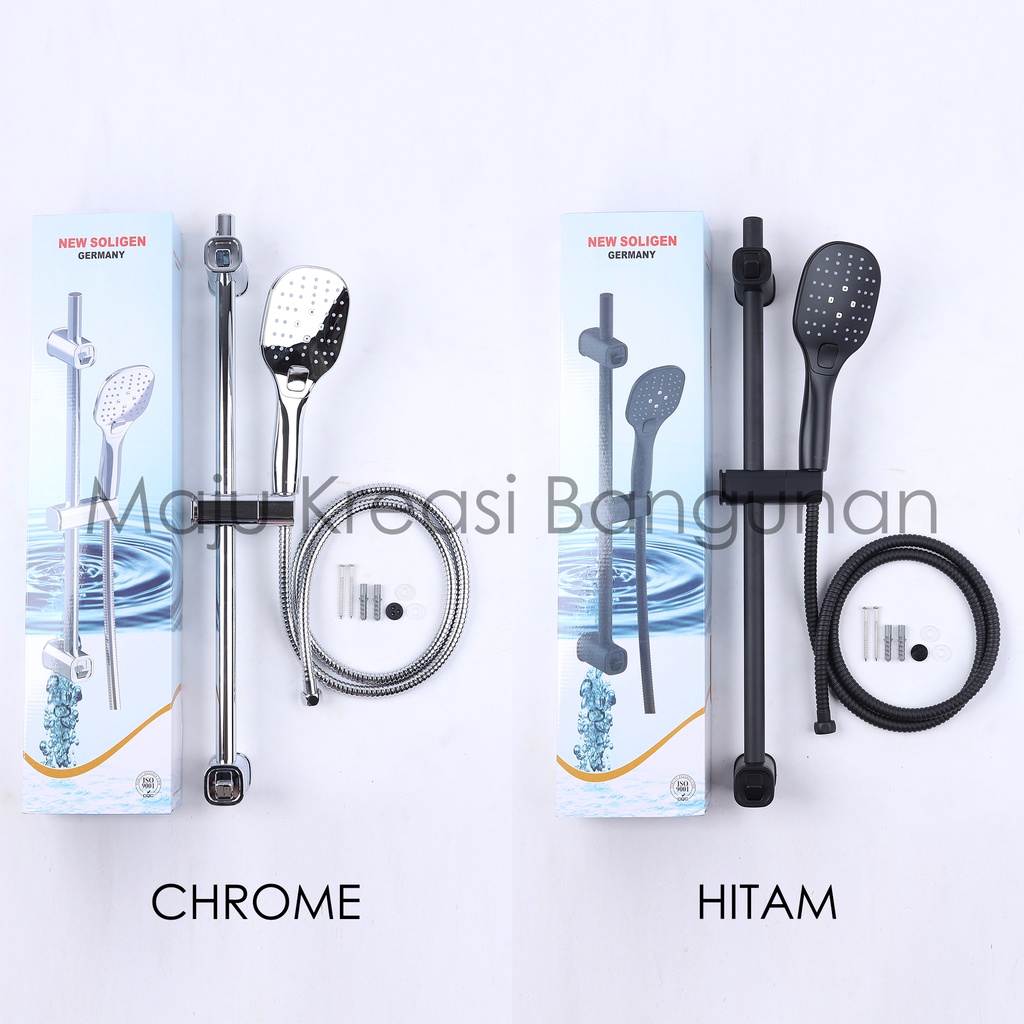 Shower Tiang Soligen SJ37 Set SJ 37 Kepala Kamar Mandi Hand Column Bathtub Toilet Chrome Hitam