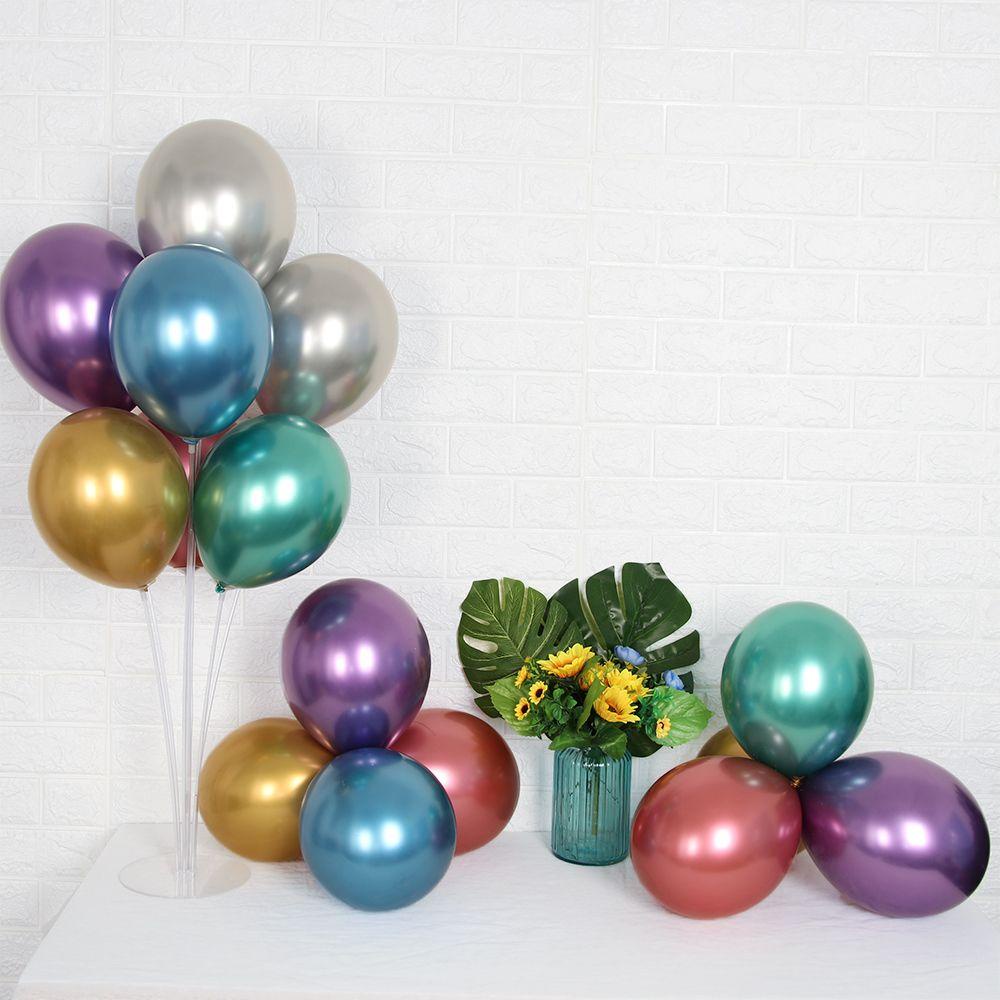 Solighter 10/20pcs 10 &quot;Balon Latex Anak-Anak Mendukung Metalik DIY Hadiah Perlengkapan Pesta Tebal Chrome