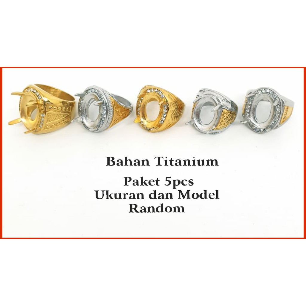 Gagang Cincin Bahan Titanium Random 5pcs/paket