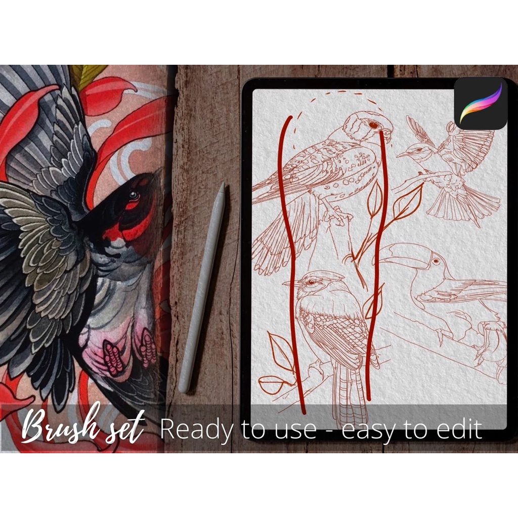 Procreate Brush - Bird Procreate Tattoo Brush Stamp