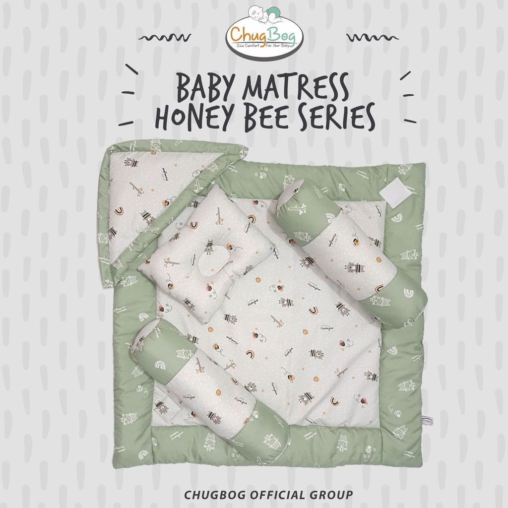 BABY MATRASS DOUBLE FUNGSI + BANTAL SET HONEYBEE SERIES