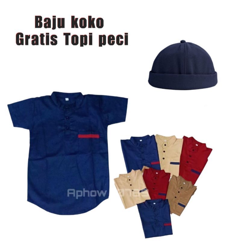 pakaian muslim anak laki laki baju koko GRATIS peci baju muslim baju koko turki