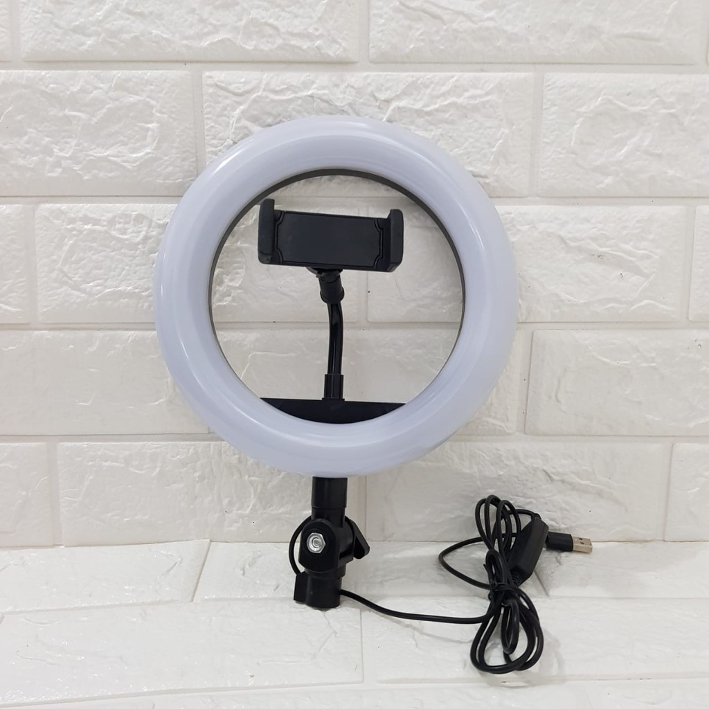 Paket Ring Light Led Lampu 20cm + Tripod 2.1M Make Up Vlog Lampu Ring light [Qtop.id]