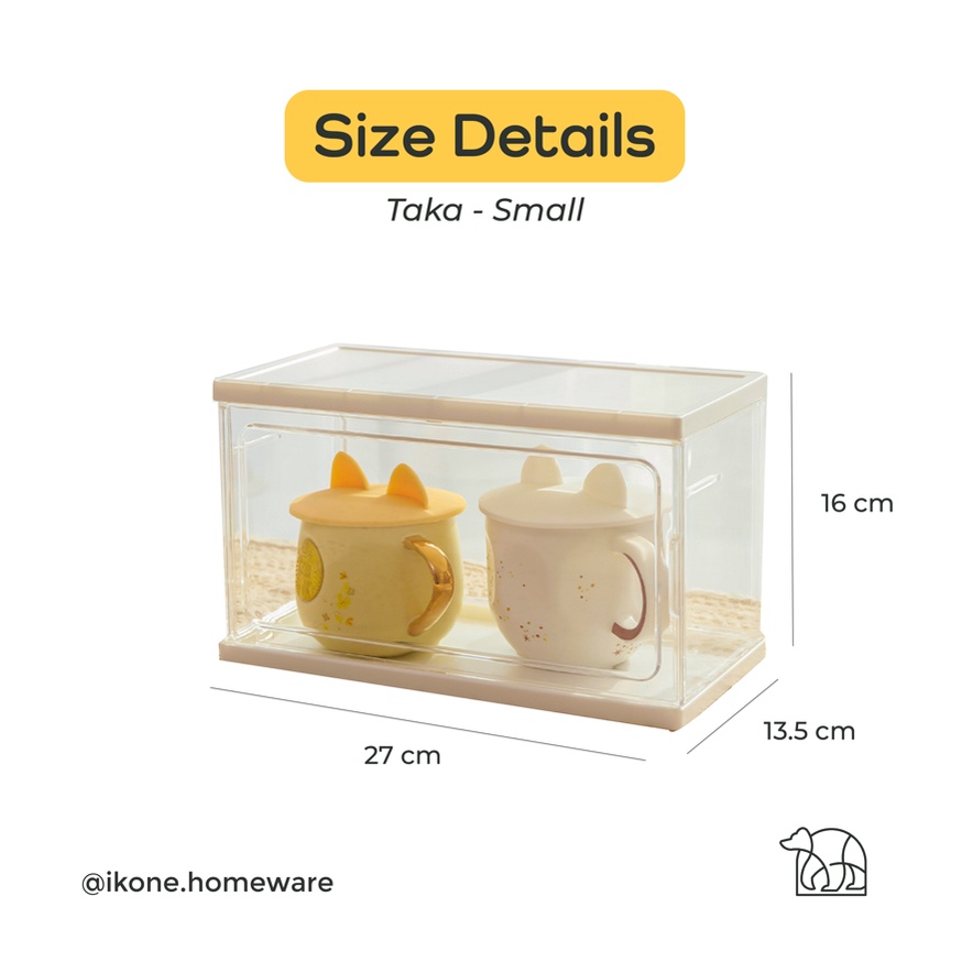 【IKONE】TAKA Glass Organizer Tempat Gelas Rak Organizer PET Transparan Rak Dapur Serbaguna Container Box Transparent Premium Berkualitas Kotak Penyimpanan Bening Estetik Storage Box Serbaguna Penutup