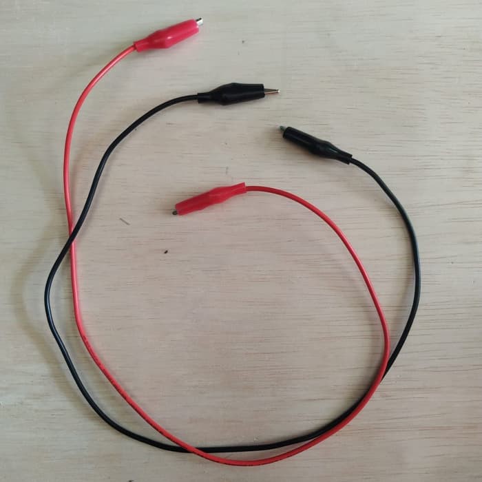 Kabel plus Capit buaya aki Kecil panjang 50cm Sepasang Merah Hitam