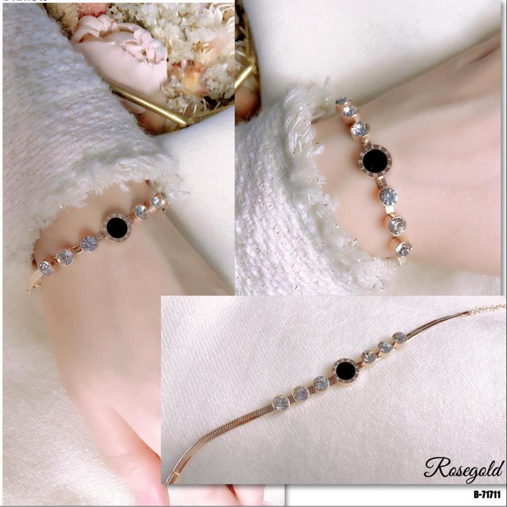 COD! gelang tangan titanium anti karat/ gelang tangan wanita bvl diamond import rosegold