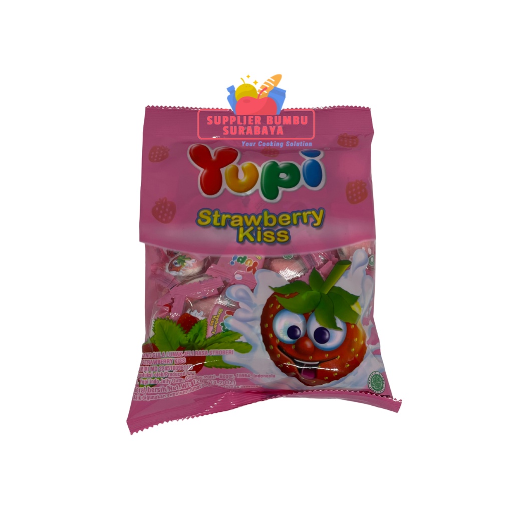 Permen Jelly Yupi Bag Strawberry Kiss Fruity Puff 120g