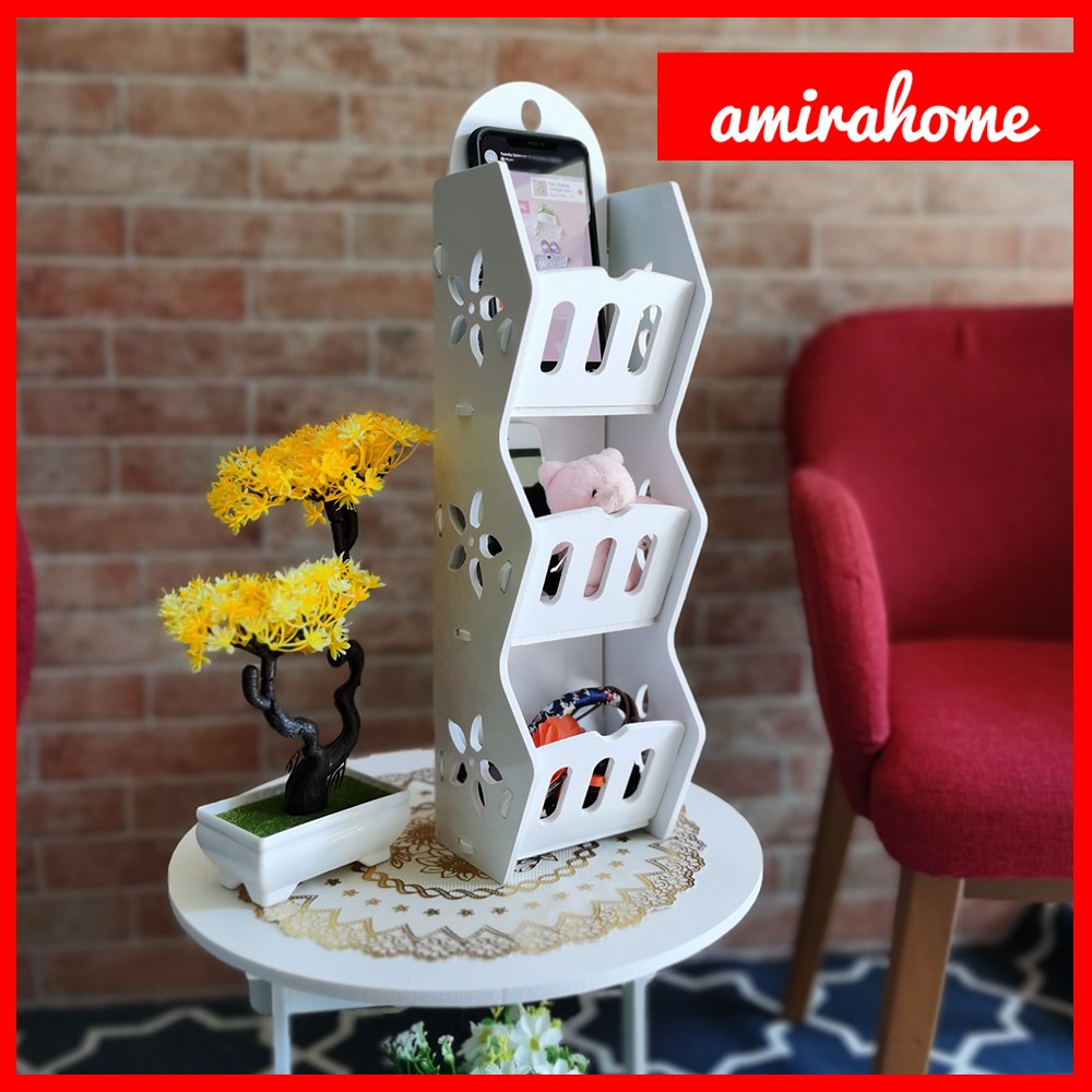 Storage Decorative Rack Shabby chic rak kosmetik hp remote dll