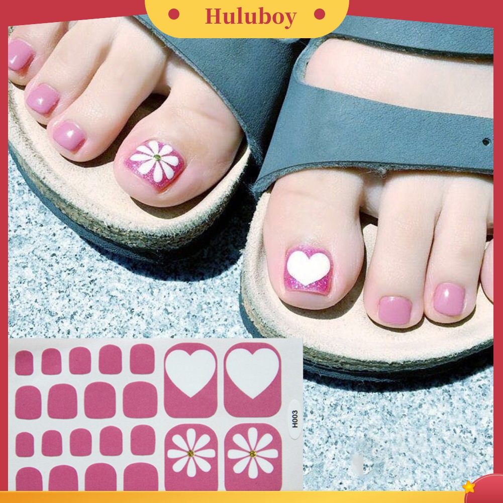 Huluboy Huluboy♡ Stiker Kuku Kaki Motif Hati / Bulan / Daun Tahan Air