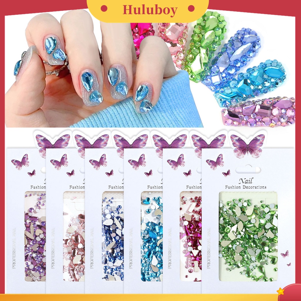 Huluboy Huluboy♡ 1 Kantong Berlian Imitasi Bentuk Campur Untuk Dekorasi Nail Art