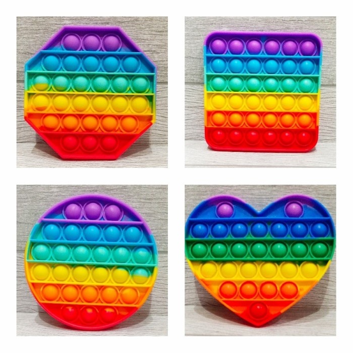 Mainan Penghilang Stress FIDGET PUSH POP IT BUBBLE RGB 6x6 Rainbow Grosir