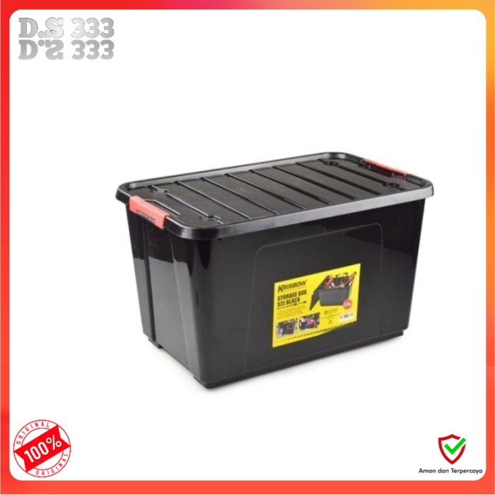krisbow 52 ltr kotak perkakas plastik hitam box perkakas