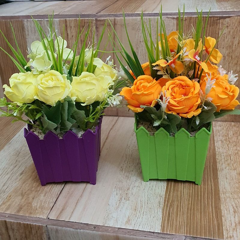 Bunga Mawar Peony Set + Vas Pagar