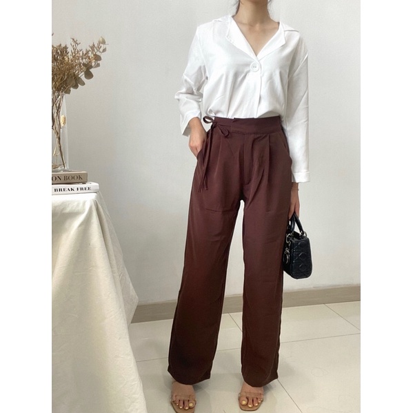 KIRANA Celana Highwaist Loose Pants Casual / Celana Kantor Wanita Formal / Kulot Wanita Pita P8