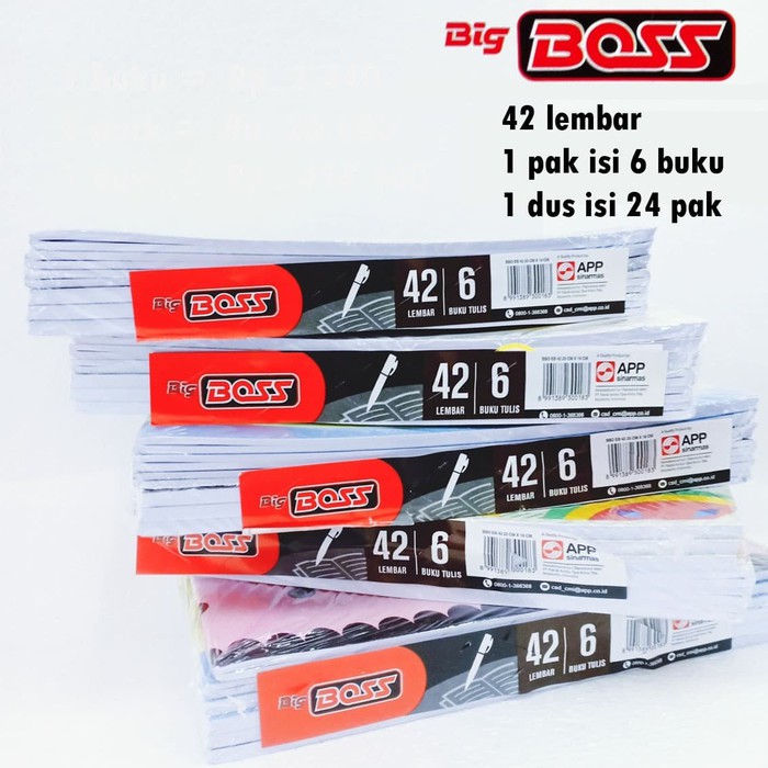 

BUKU TULIS BIG BOSS - PACK - Buku Tulis Big Boss 42 Lembar / Buku Big Boss 1 Pack ( 6 Pcs Buku)