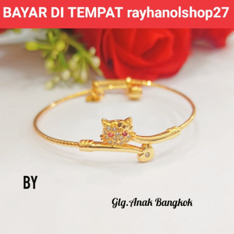 GELANG TANGAN TITANIUM ANAK ANAK MOTIF PILIHAN LAPIS EMAS 24 K MEWAH ELEGAN ANTI KARAT