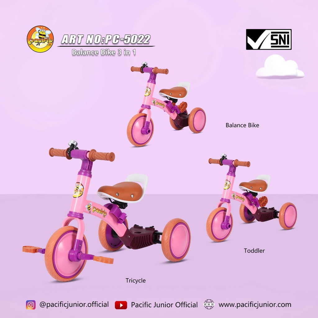 Exotic ET-709 ET709 ( 4 in 1 ) Bisa Jadi Balance Bike Push Bike Sepeda Anak Roda Tiga ET 5511 ET5511 ET 5512 ET5512