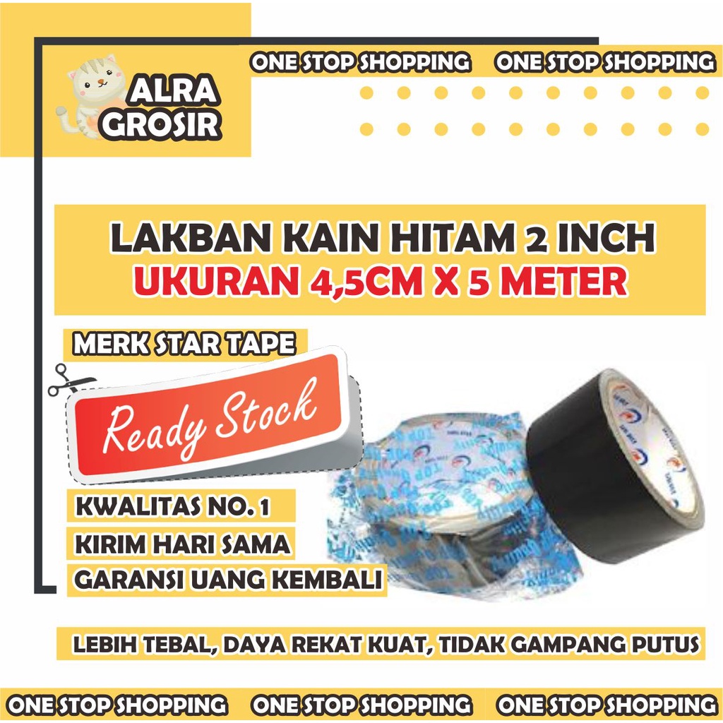 Jual Lakban Kain Hitam Cloth Tape Hitam Inch X Meter Lakban Solasi Kain Hitam Star Tape