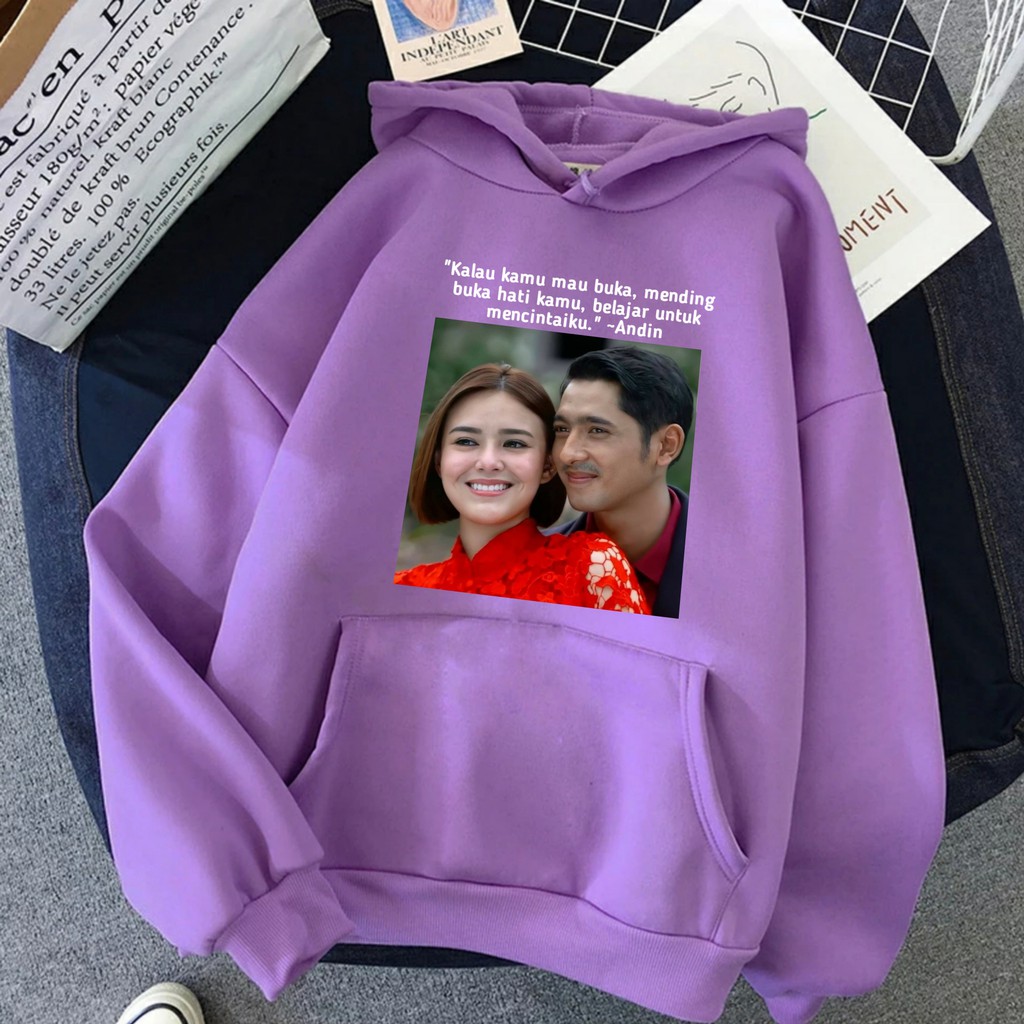 Hoodie Wanita Ikatan Cinta Andin Aldebaran Oversize Korean Style Sweater Murah Tebal Xxl Kekinian-Lilac