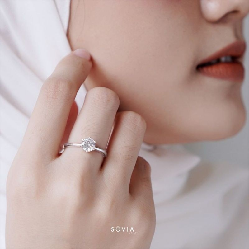 Cincin custom emas putih free ukir nama dan kotak cincin