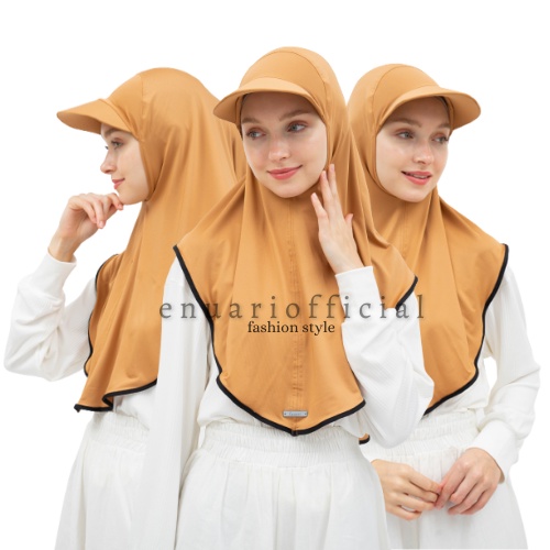 ENUARI Hijab Topi Sporty /Jilbab Topi Olahraga List Trendy Allsize