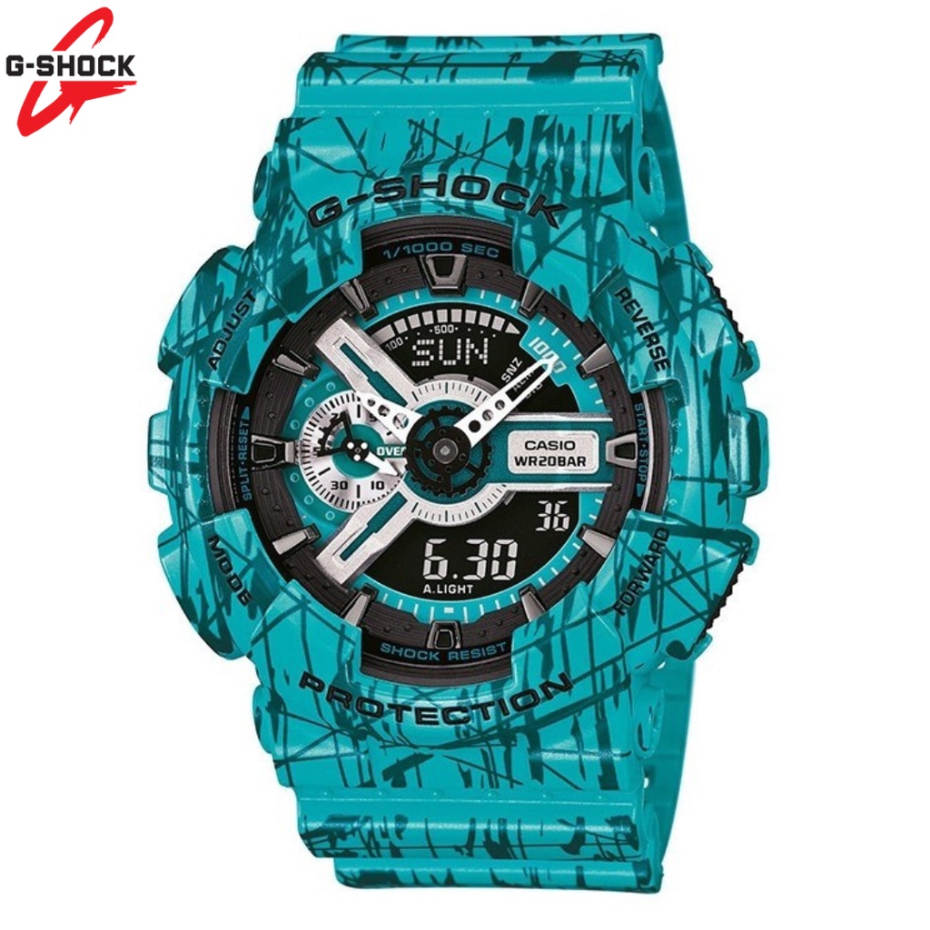 Casio Gshock Denim GA-110 Analog Digital Box Fullset - Autolight