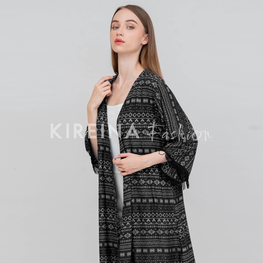 Cardigan Rumbai Wanita Cardigan Panjang Bohemian Outer Etnik Wanita | Kireina Fashion