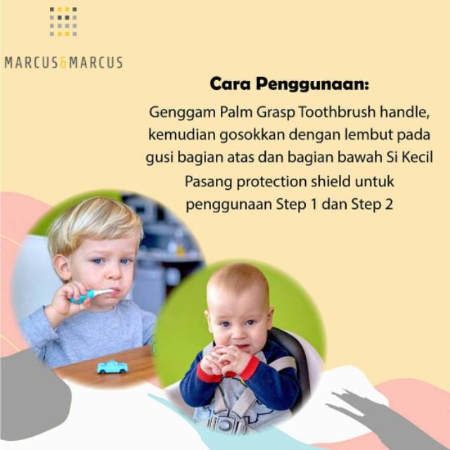 Marcus &amp; Marcus Palm Grasp Toothbrush Set - Sikat Gigi Anak Bayi