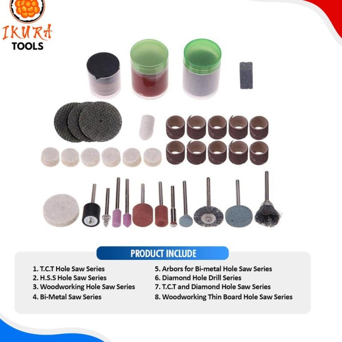 Mata Bor Tuner Mini Grinder IKURA RTS202 Rotary Tools Set 105Pcs