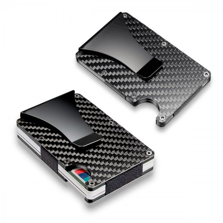 Slim Carbon Fiber Credit Card Holder RFID Blocking Metal Wallet Clip - Dompet Kartu Praktis Terbaik dan Tipis