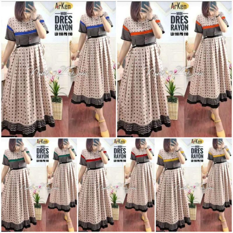 Daster Midi Arken - Dress Midi Arken - Dress Viral - Daster Terbaru