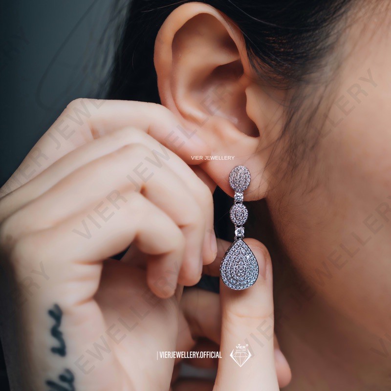Vier Jewellery Earrings 9470 / Anting Pesta Replika Berlian Crystal Zirconia