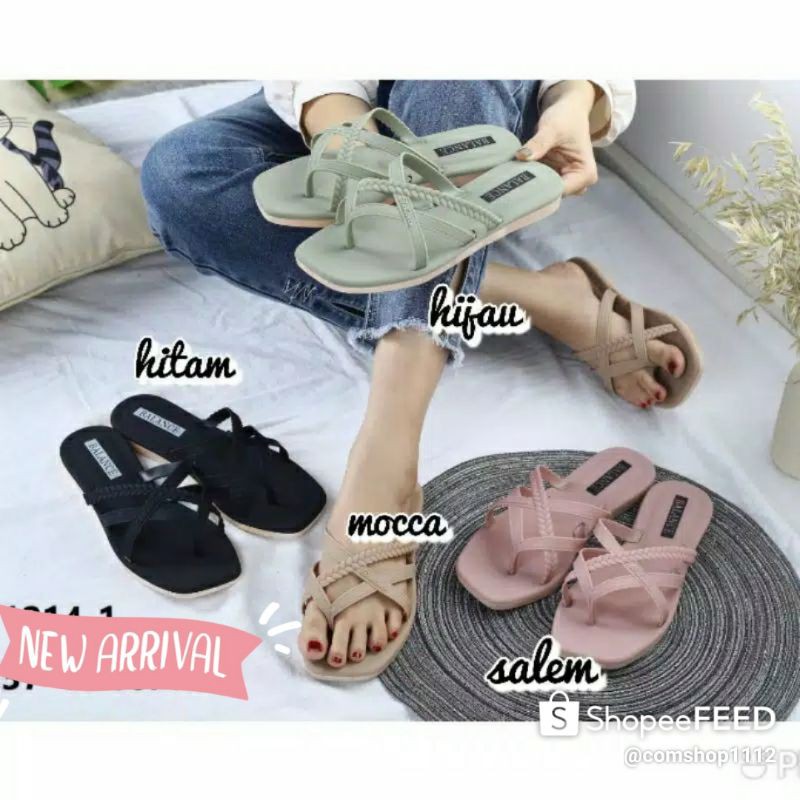 Sandal karet jelly wanita flat tali silang